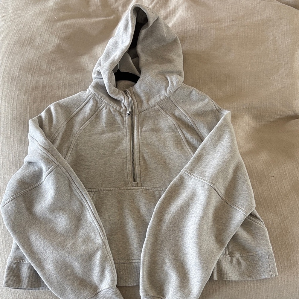 lululemon athletica Heather Gray Half-Zip Hoodie Sweater